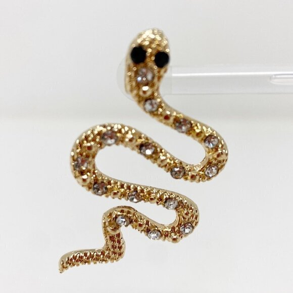 Gold Snake Crystal Body Statement Earrings - Picture 4 of 7